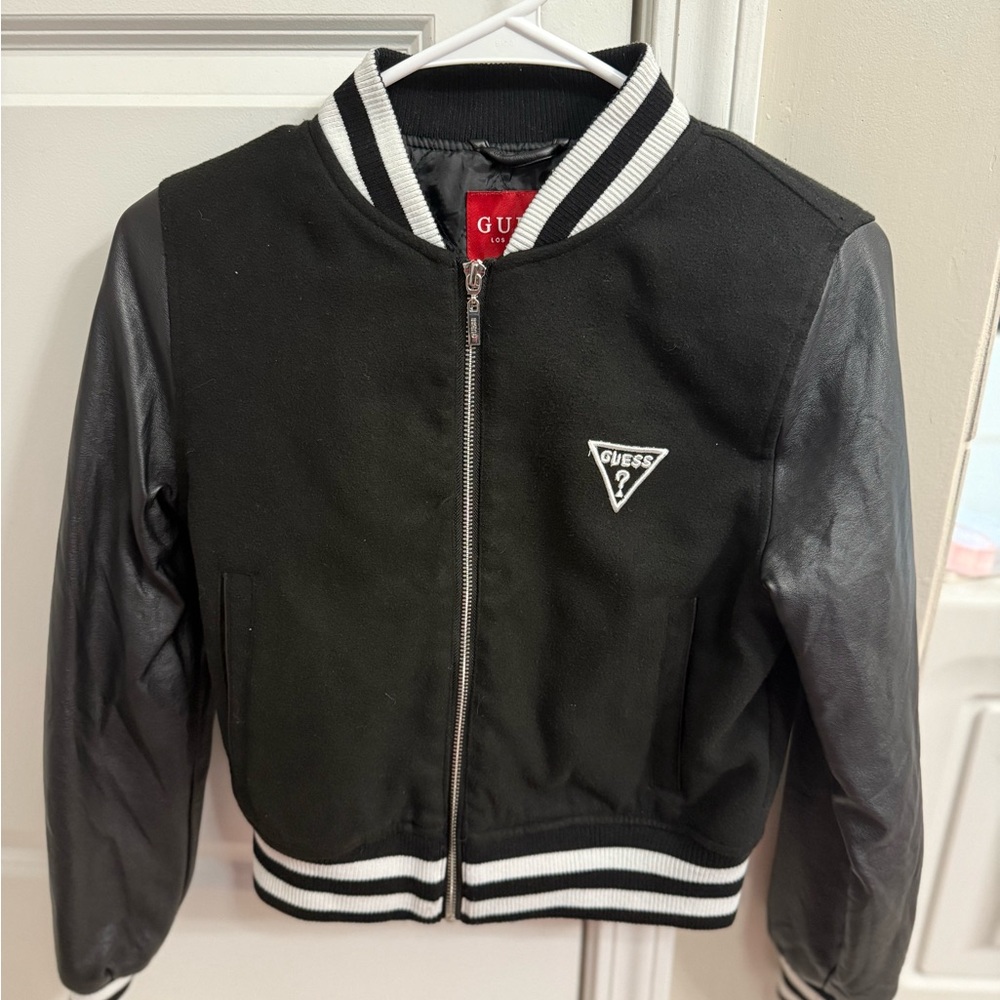 Guess Black and White Bomber Jacket